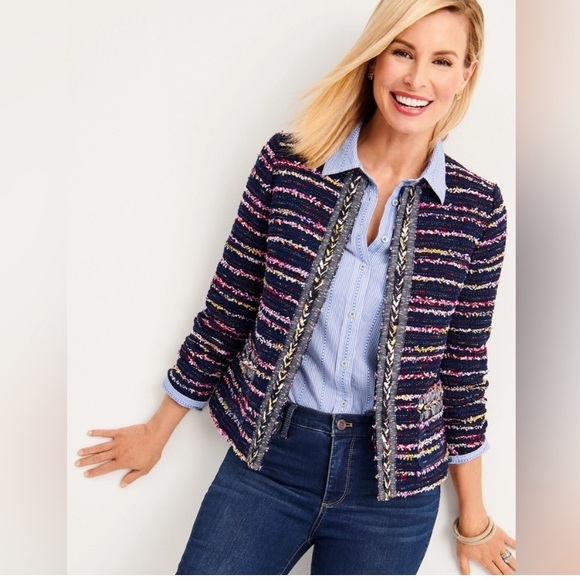 Talbots Tweed Blazer in Navy Blue - Picture 2 of 5